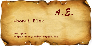Abonyi Elek névjegykártya